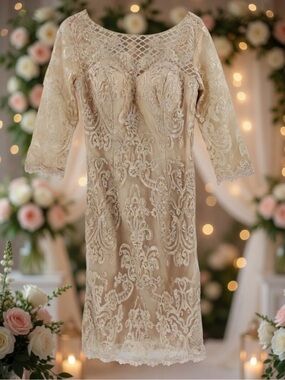 Temu formal sheath dress mother of the bride dress size 4 champagne/nude